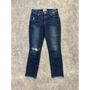 Paige Brigitte Distressed Skinny Jeans Womens 24 Blue Dark Wash Stretch Denim